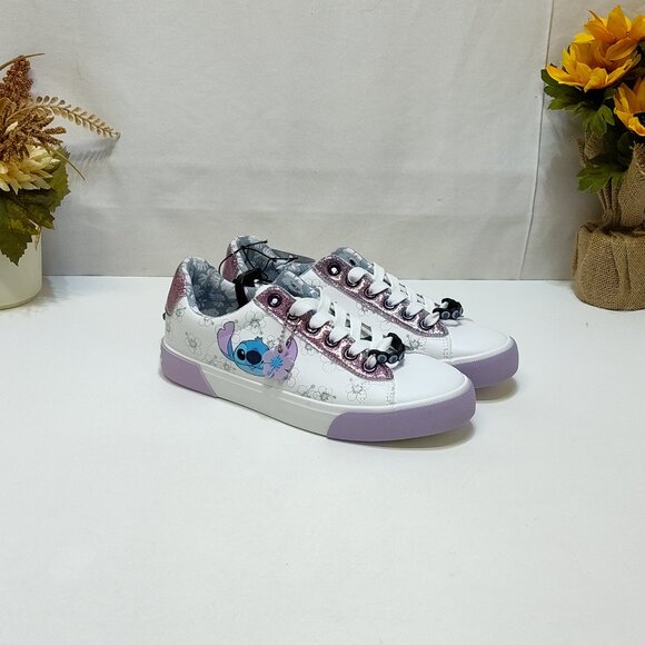Disney Stitch Low Top Sneaker Womens Size 7 Lace Up Glitter Details By Ground Up - Picture 1 of 9